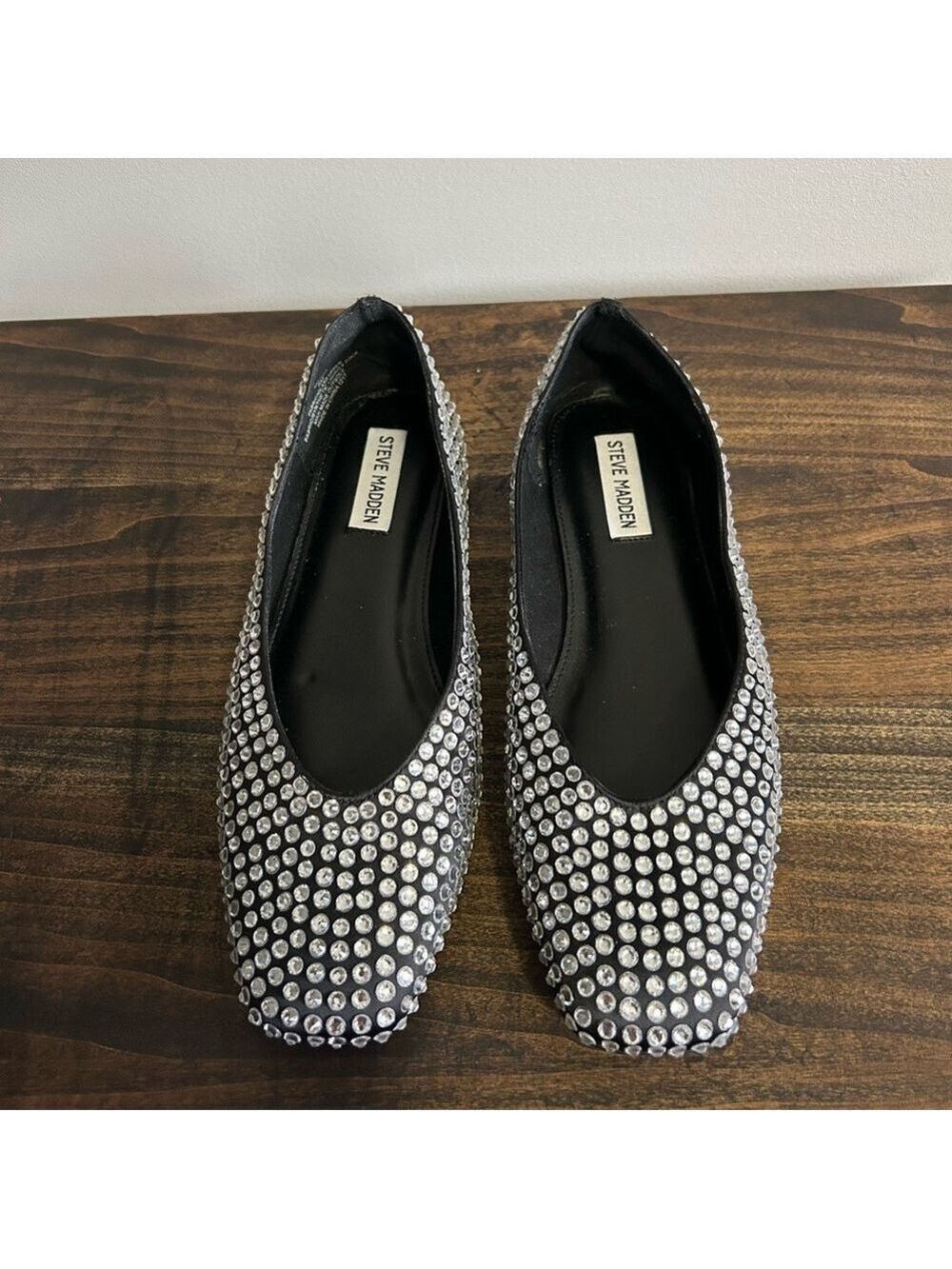 Steve Madden Matais Rhinestone Embellished Square Toe Ballet Flats, Size 9. - Picture 9 of 10